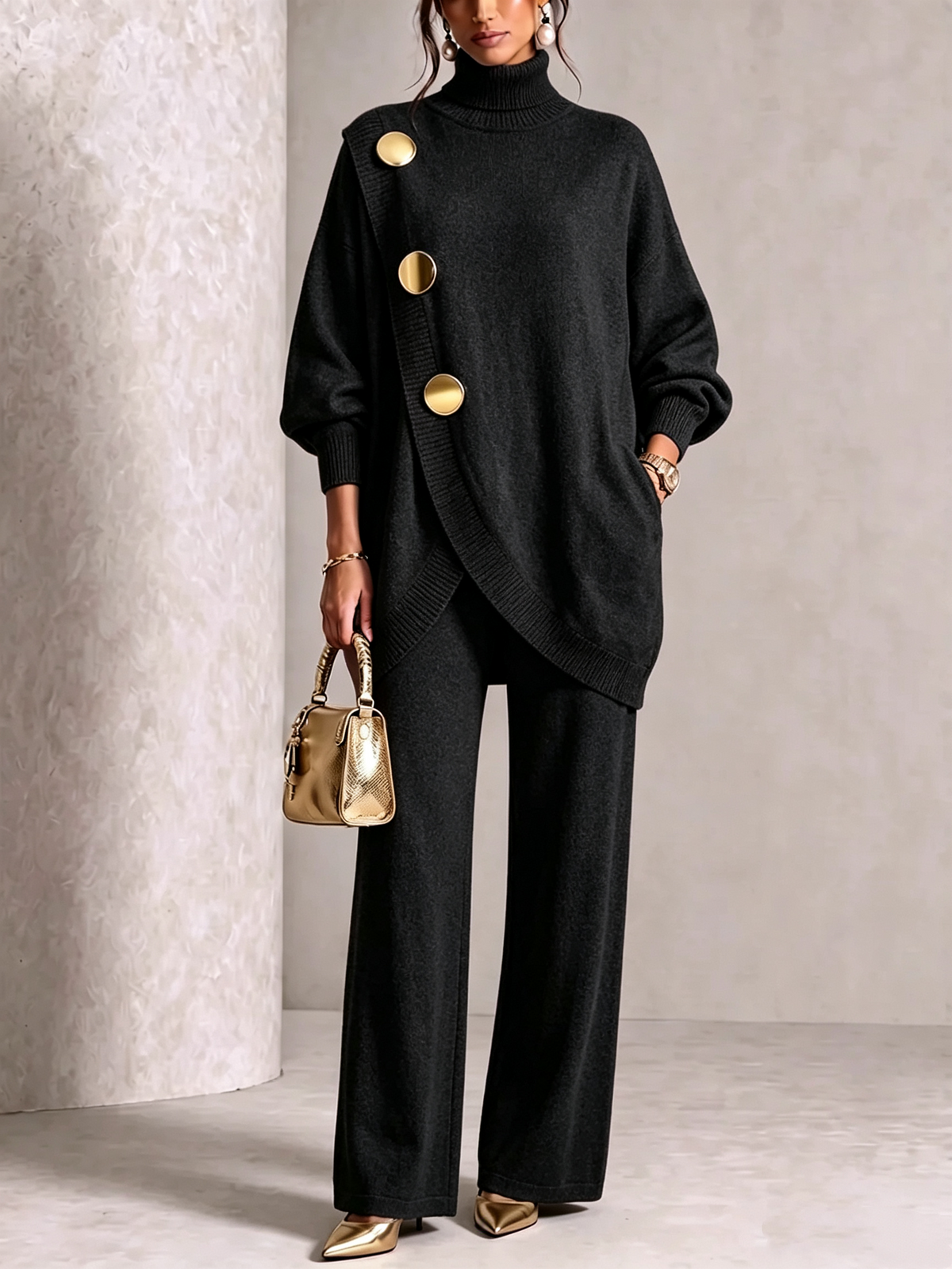 ππ LAST DAY SAVE 49% π₯ Elegant Knit Asymmetrical Button Set