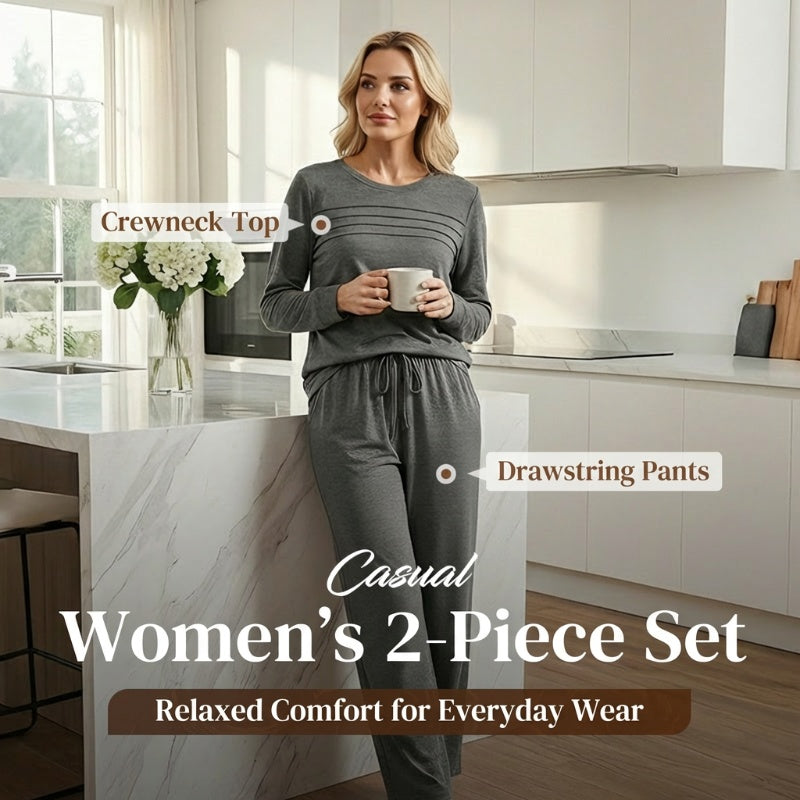 β³ Time-Limited Special! β° Women's Crew Neck Top & Drawstring Pants Set β Ultra-Soft, Breathable & Effortlessly Stylish ππ