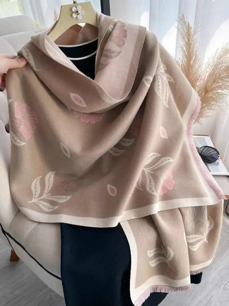 🌸🌸Women's Floral Pattern Raw Trim Shawl