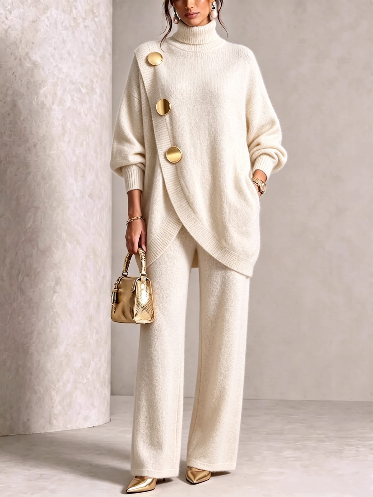 ππ LAST DAY SAVE 49% π₯ Elegant Knit Asymmetrical Button Set