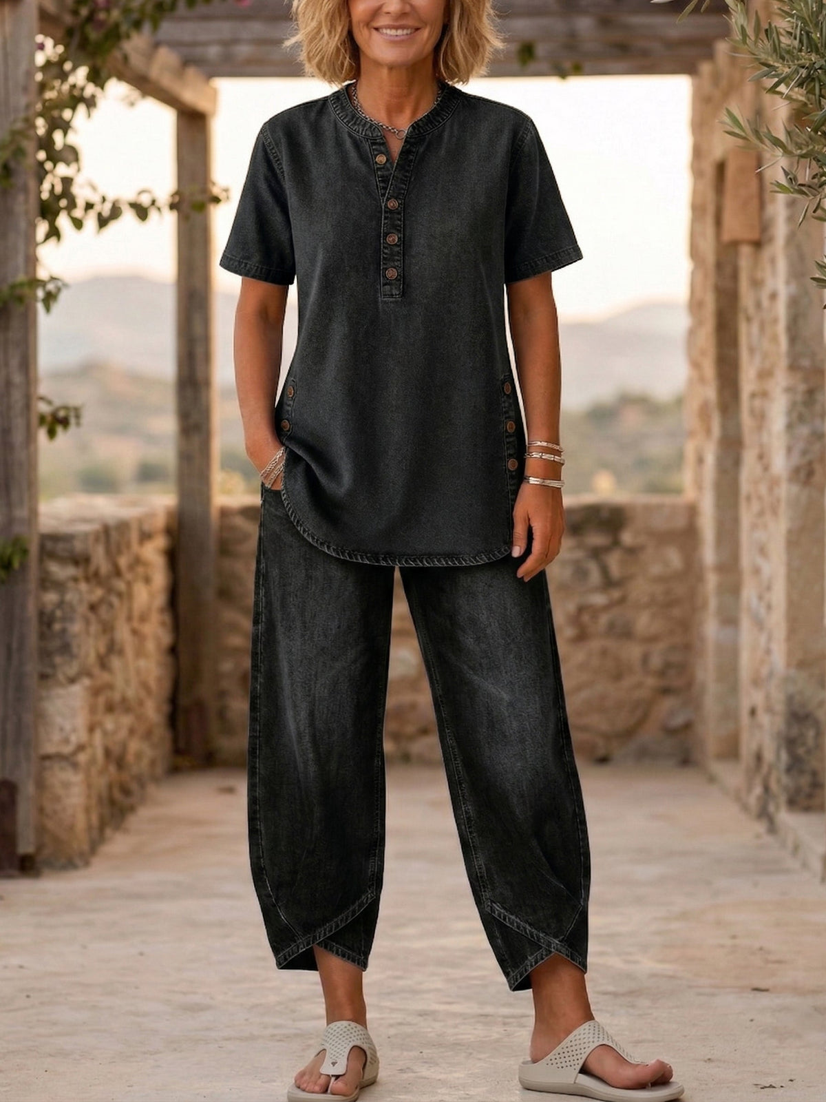 Women‘s Short-sleeve denim Two-piece set
