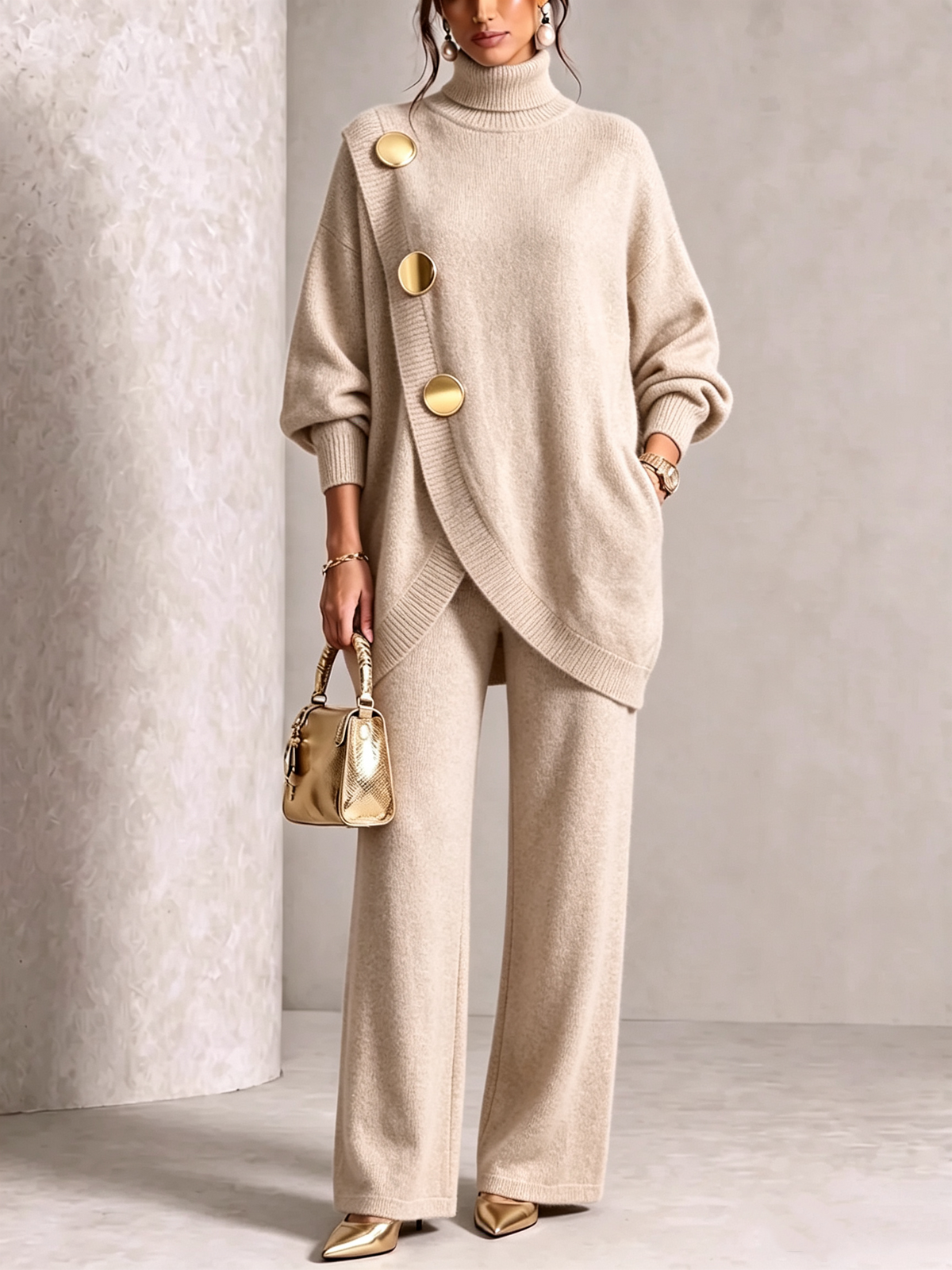 ππ LAST DAY SAVE 49% π₯ Elegant Knit Asymmetrical Button Set