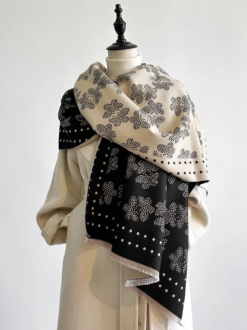 🌸🌸Women's Floral Pattern Raw Trim Shawl