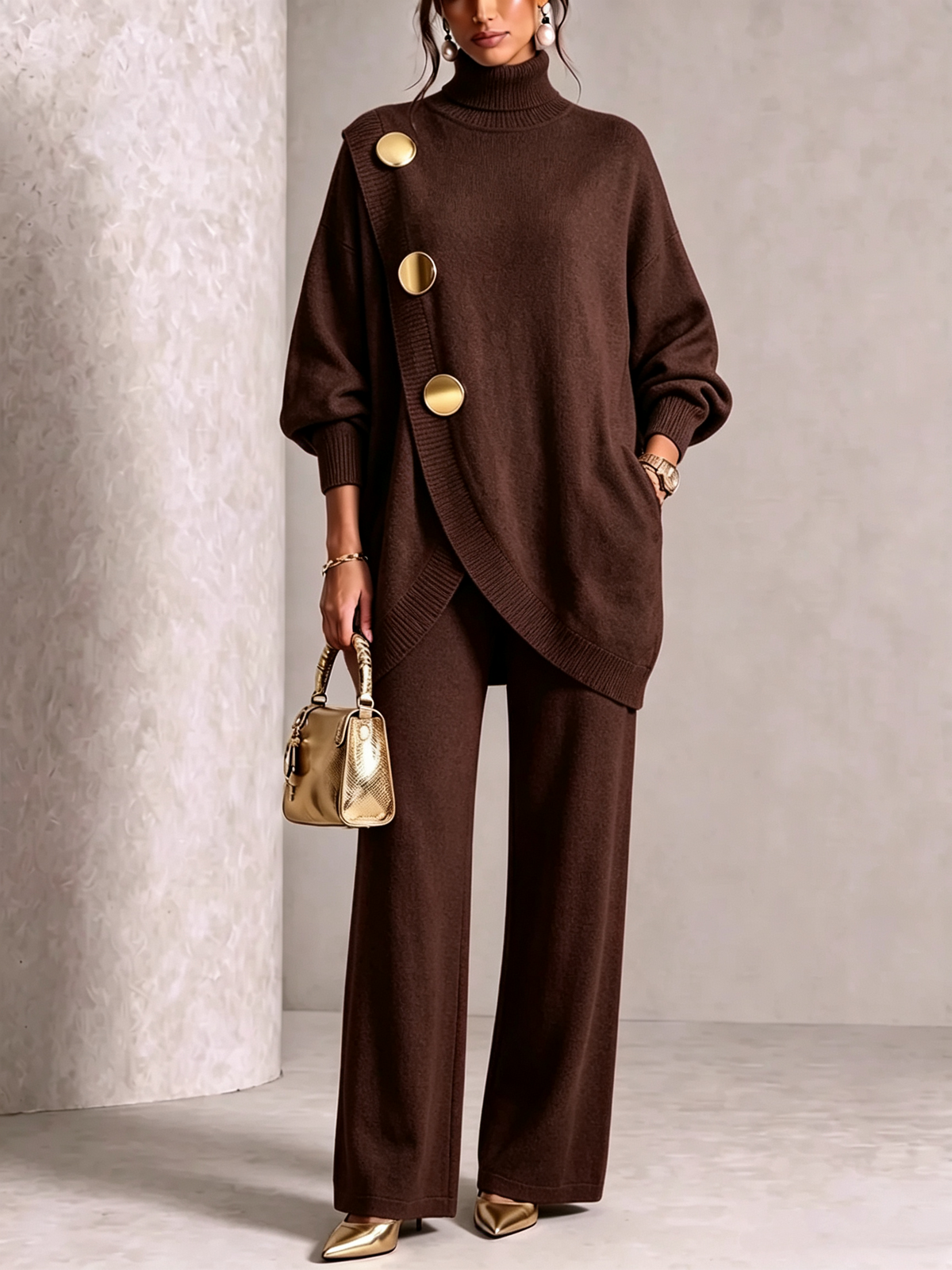 ππ LAST DAY SAVE 49% π₯ Elegant Knit Asymmetrical Button Set