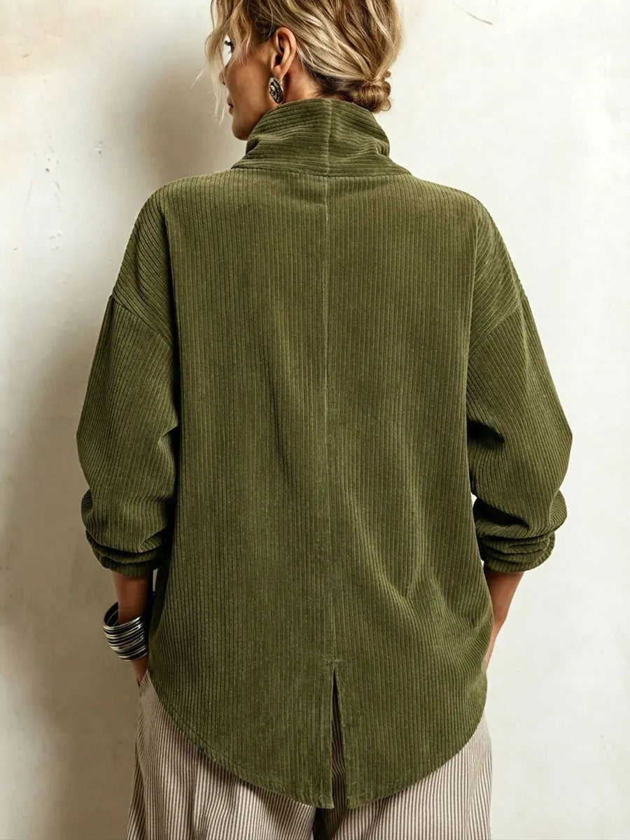 π¨ LIMITED TIME: 50% OFF | Chic High-Neck Asymmetric Corduroy Top