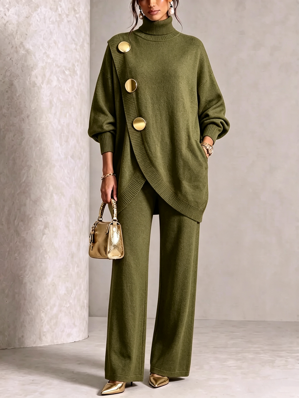 ππ LAST DAY SAVE 49% π₯ Elegant Knit Asymmetrical Button Set