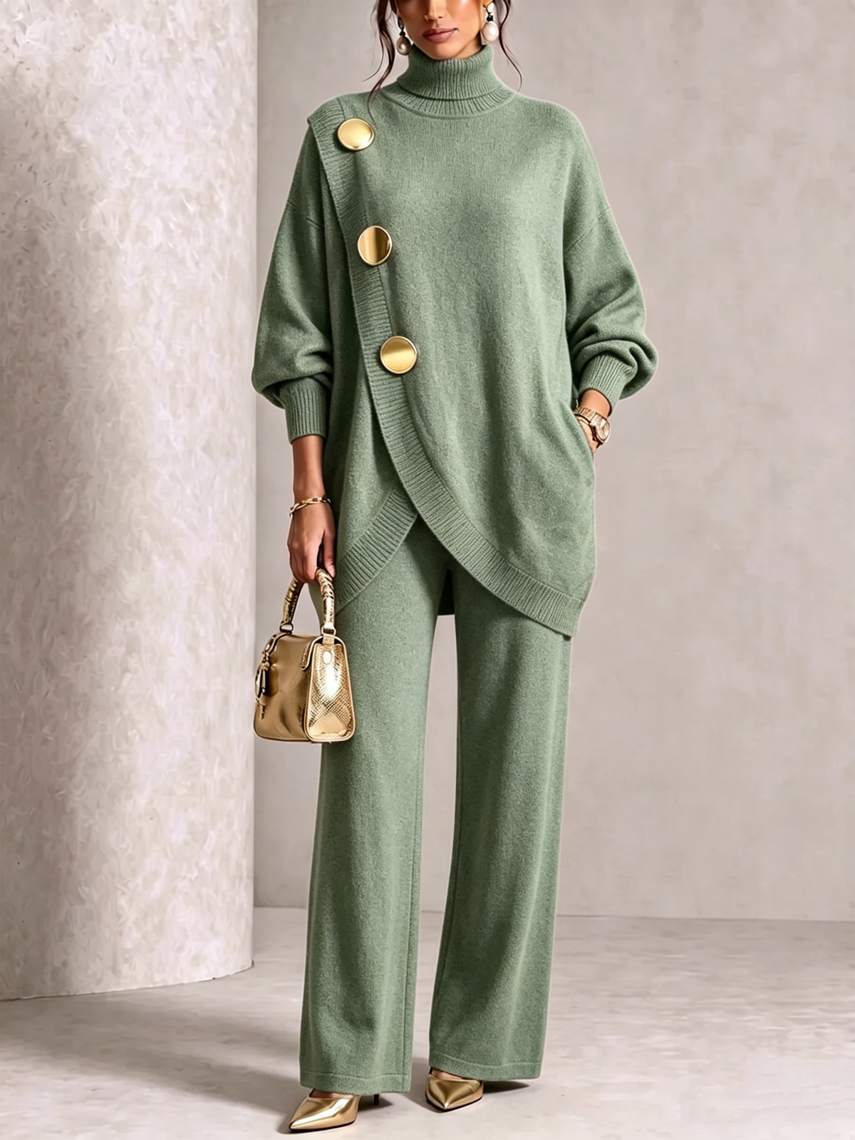 ππ LAST DAY SAVE 49% π₯ Elegant Knit Asymmetrical Button Set