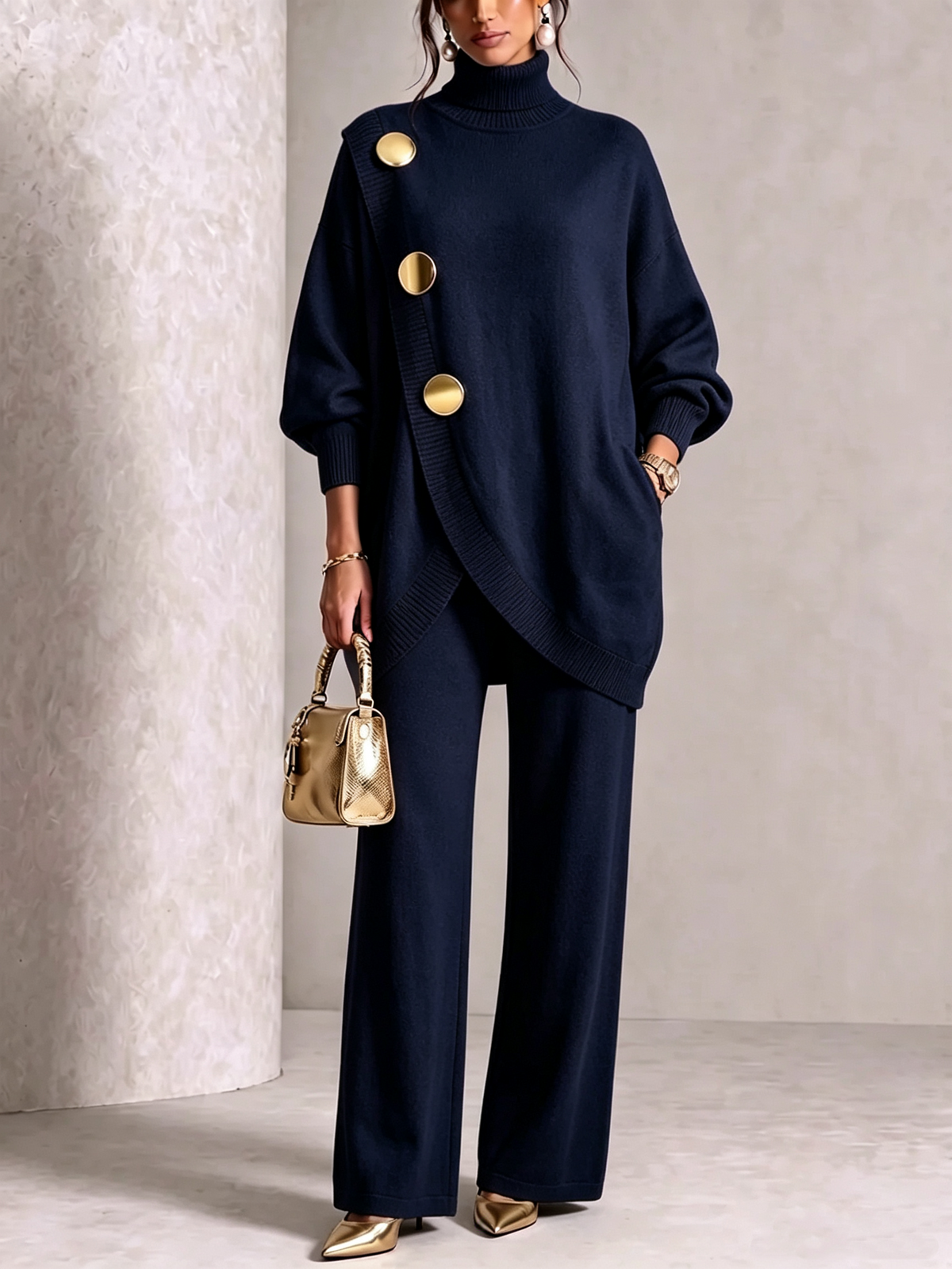 ππ LAST DAY SAVE 49% π₯ Elegant Knit Asymmetrical Button Set