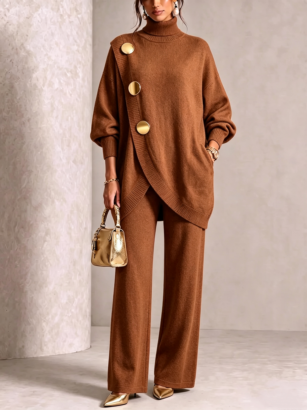 ππ LAST DAY SAVE 49% π₯ Elegant Knit Asymmetrical Button Set