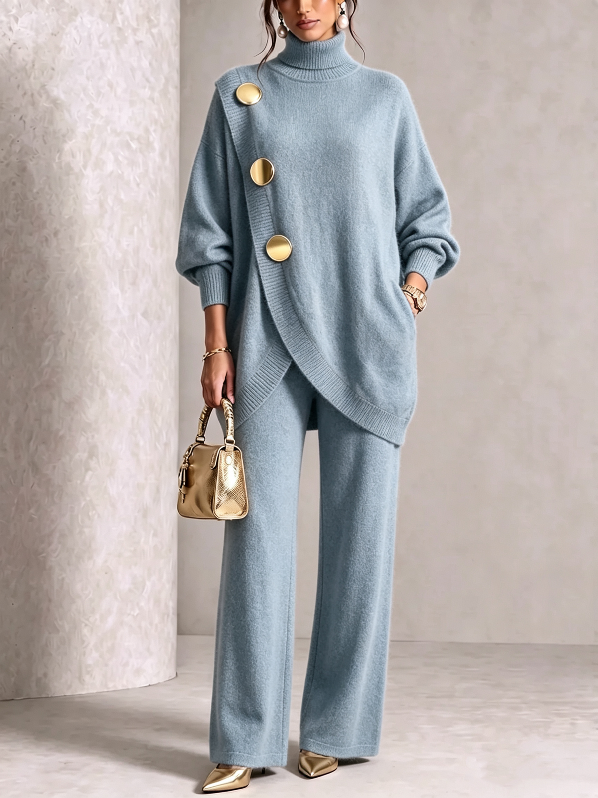 ππ LAST DAY SAVE 49% π₯ Elegant Knit Asymmetrical Button Set