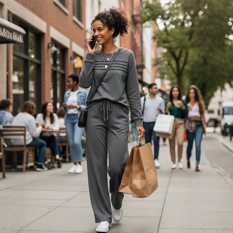 β³ Time-Limited Special! β° Women's Crew Neck Top & Drawstring Pants Set β Ultra-Soft, Breathable & Effortlessly Stylish ππ