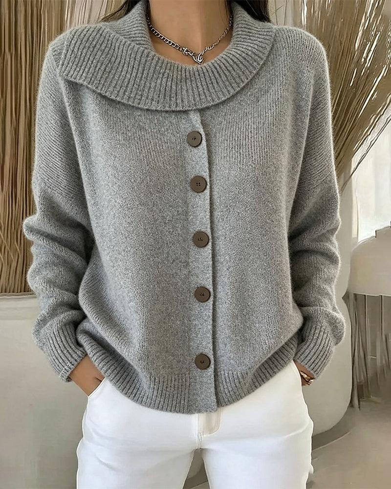 π€ BLACK FRIDAY SALE π€ βοΈ Women's Knit Cardigan Sweater | Wide Flat Collar & Button-Front Design