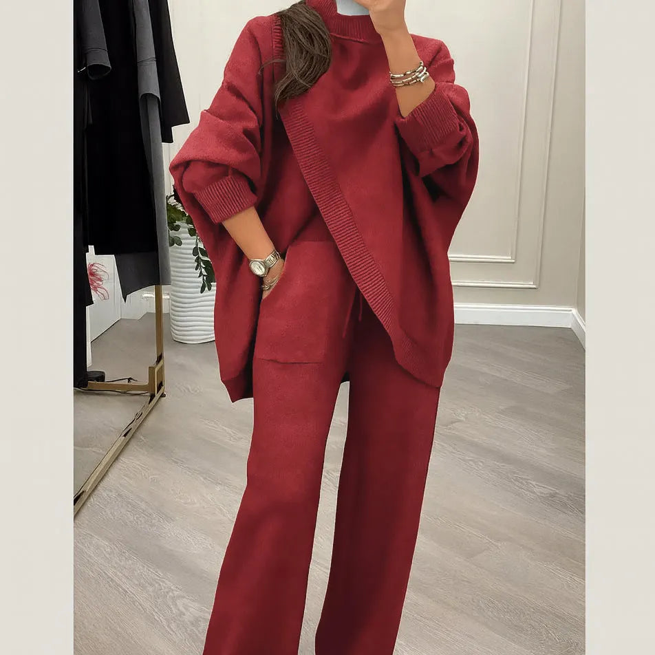 π€ BLACK FRIDAY SALE π€ βοΈ Women's Asymmetrical Sweater & Wide-Leg Pants Set | Relaxed Fit & Cozy Comfort