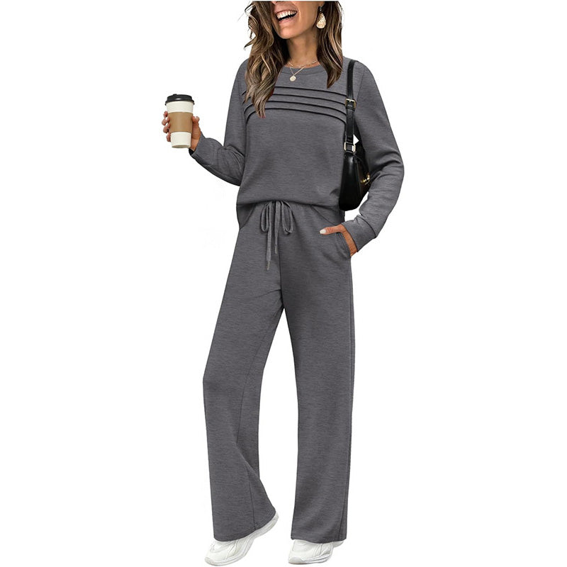 🔥 FINAL DAY — 55% OFF | Women's Casual Crew Neck Top & Drawstring Pants Set