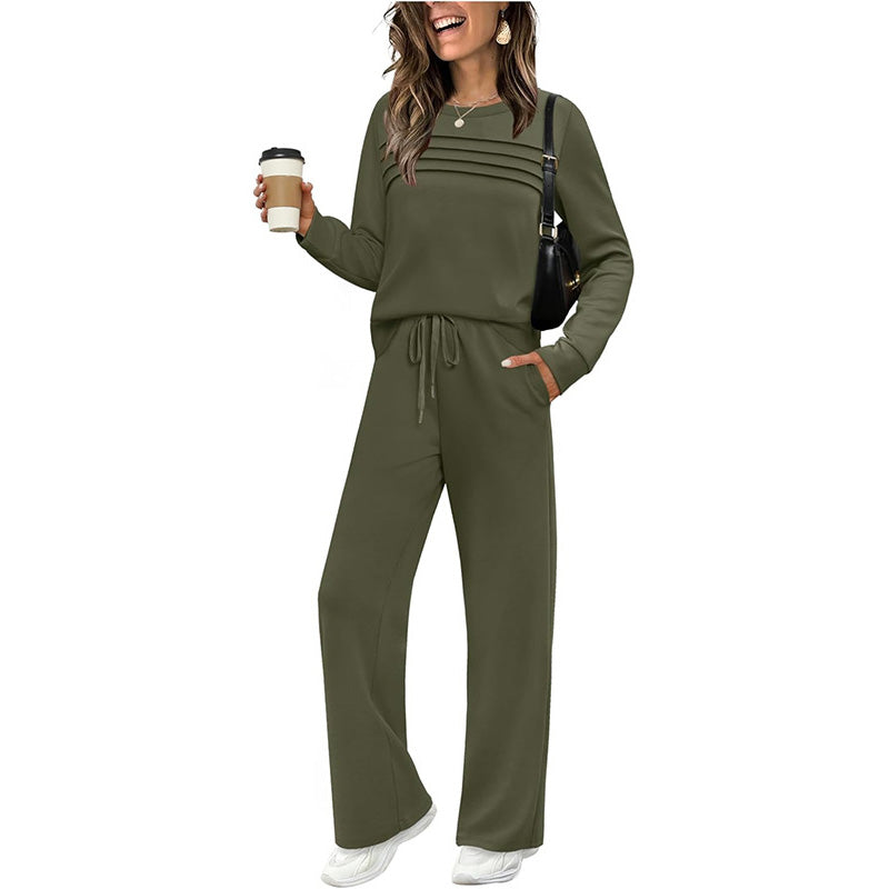 🔥 FINAL DAY — 55% OFF | Women's Casual Crew Neck Top & Drawstring Pants Set