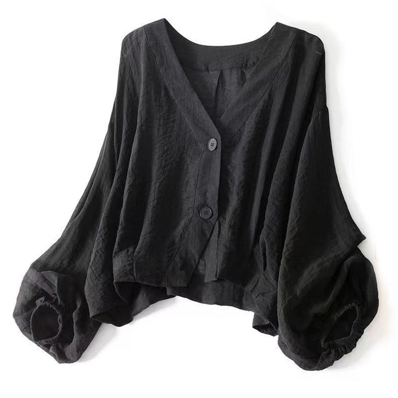 π₯ FINAL HOURS β Women's Lightweight V-Neck Shirt | Lantern Sleeves & Sheer Layer
