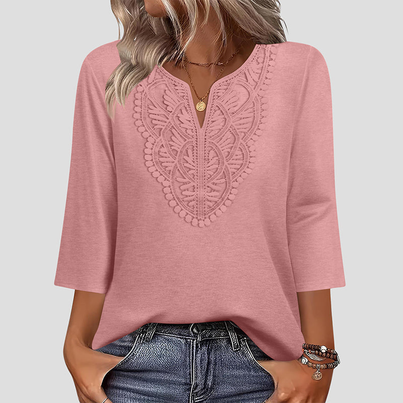 π₯ FINAL HOURS β Women's Lace-Trim V-Neck Blouse | Flattering Drape for Work & Weekend