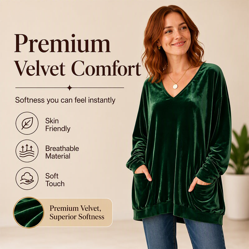 π₯ FINAL HOURS β Women's V-Neck Velvet Blouse | Long-Sleeve Cozy Comfort & Sophisticated Style