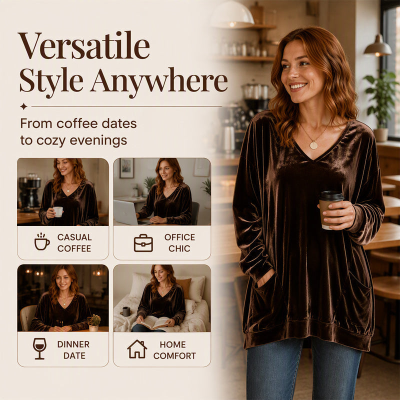 π₯ FINAL HOURS β Women's V-Neck Velvet Blouse | Long-Sleeve Cozy Comfort & Sophisticated Style