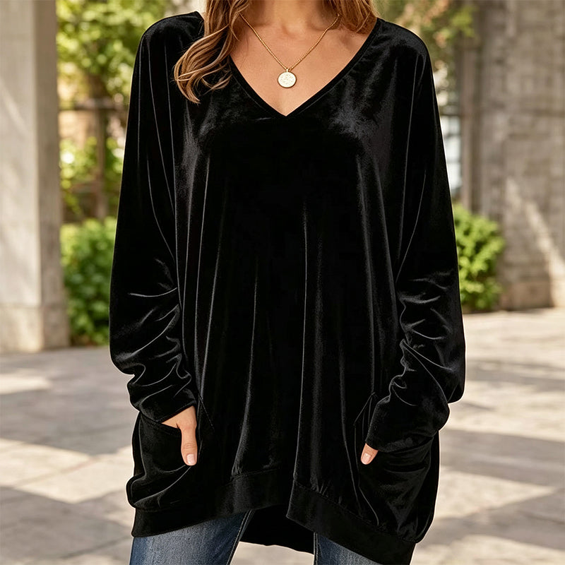 π₯ FINAL HOURS β Women's V-Neck Velvet Blouse | Long-Sleeve Cozy Comfort & Sophisticated Style