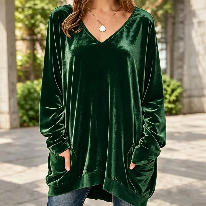 π₯ FINAL HOURS β Women's V-Neck Velvet Blouse | Long-Sleeve Cozy Comfort & Sophisticated Style