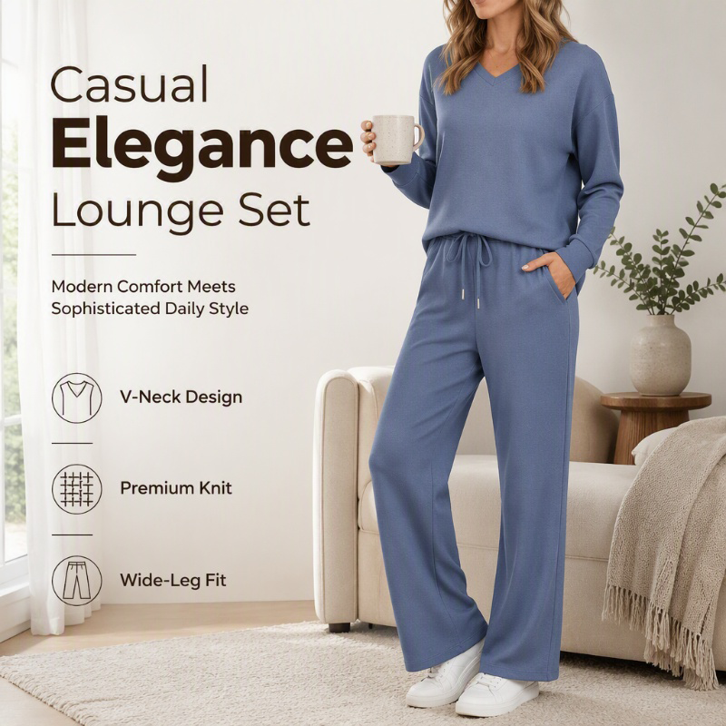 π€ BLACK FRIDAY SALE π€ βοΈ Women's V-Neck Knit Lounge Set | Relaxed Top & Pants for Effortless Comfort