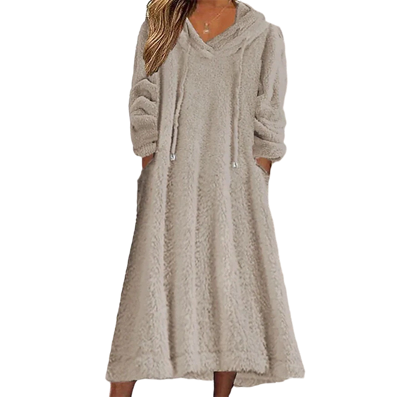 π€ BLACK FRIDAY SALE π€ βοΈ Women's Plush Hooded Maxi Lounge Dress | Cozy Warmth & Relaxed Comfort