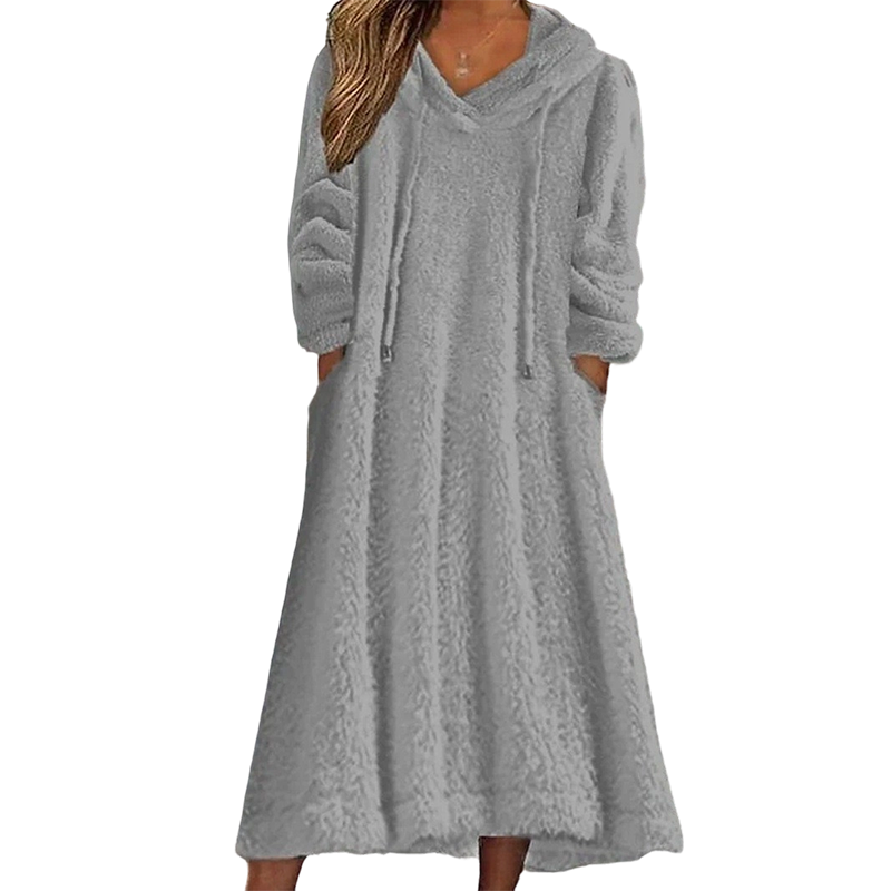 π€ BLACK FRIDAY SALE π€ βοΈ Women's Plush Hooded Maxi Lounge Dress | Cozy Warmth & Relaxed Comfort