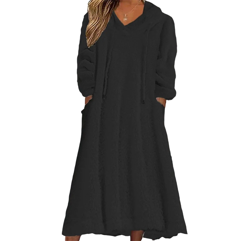 π€ BLACK FRIDAY SALE π€ βοΈ Women's Plush Hooded Maxi Lounge Dress | Cozy Warmth & Relaxed Comfort