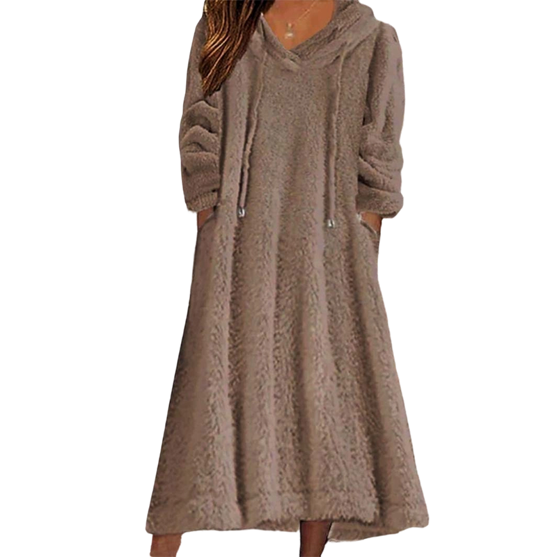 π€ BLACK FRIDAY SALE π€ βοΈ Women's Plush Hooded Maxi Lounge Dress | Cozy Warmth & Relaxed Comfort