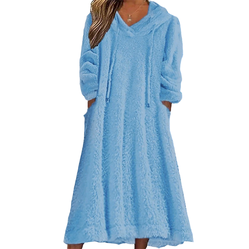 π€ BLACK FRIDAY SALE π€ βοΈ Women's Plush Hooded Maxi Lounge Dress | Cozy Warmth & Relaxed Comfort