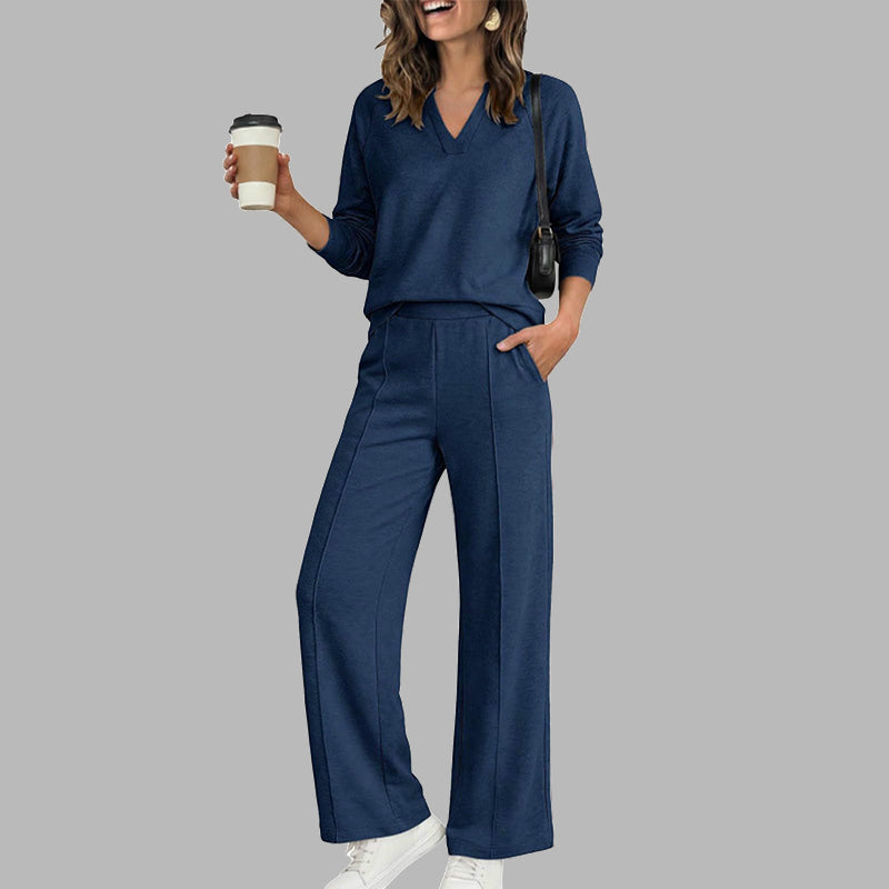 ๐ฅ LIMITED-TIME DEAL | Women's V-Neck Top & Wide-Leg Pants Set ๐