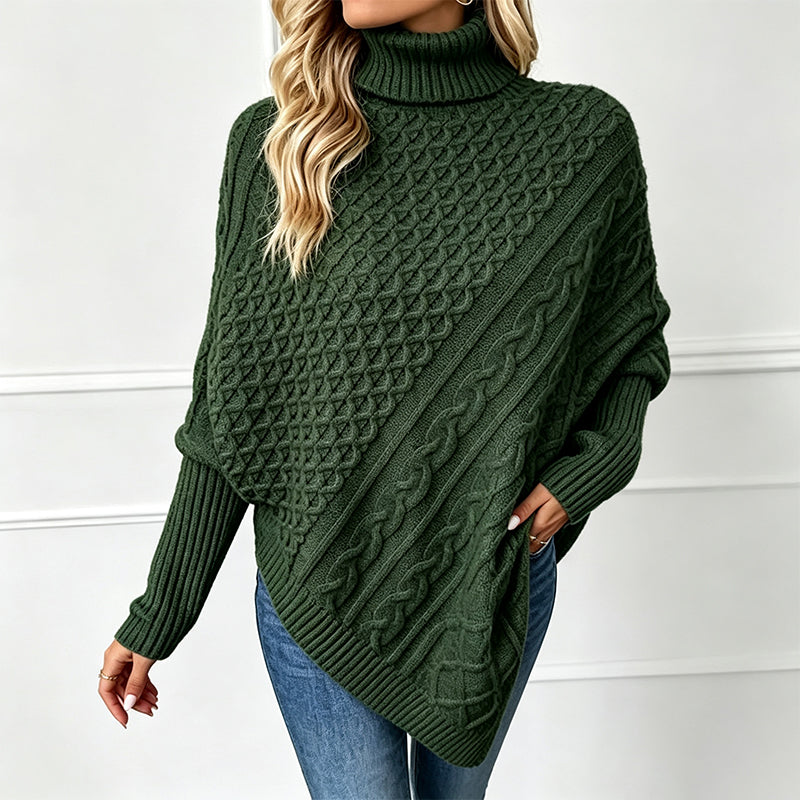 🚨 LIMITED TIME: 50% OFF —Women's Cable Knit Poncho Sweater