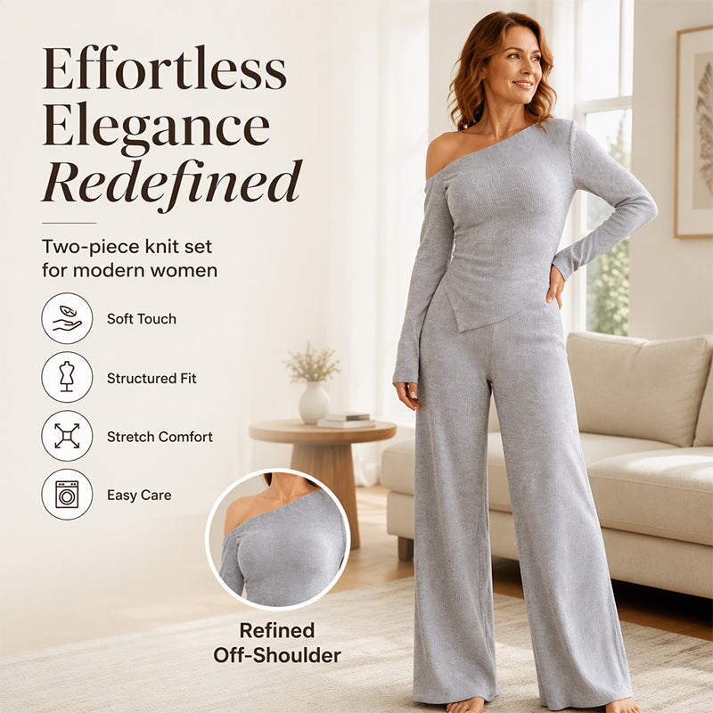 π₯ FINAL HOURS β Women's Off-Shoulder Top & Wide-Leg Pants Set | Chic & Effortless Style