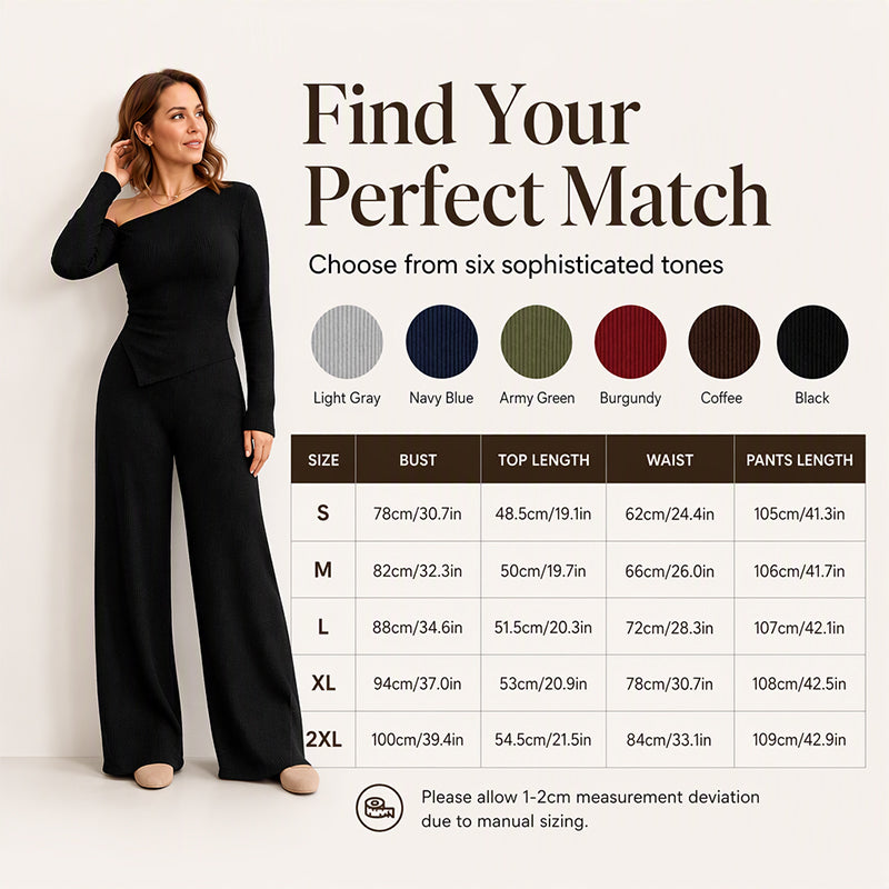 π₯ FINAL HOURS β Women's Off-Shoulder Top & Wide-Leg Pants Set | Chic & Effortless Style