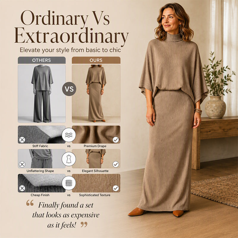 π€ BLACK FRIDAY SALE π€ βοΈ Women's Batwing Sleeve Top & Maxi Skirt Set | Flowy Silhouette & Effortless Elegance
