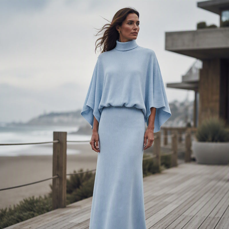π€ BLACK FRIDAY SALE π€ βοΈ Women's Batwing Sleeve Top & Maxi Skirt Set | Flowy Silhouette & Effortless Elegance