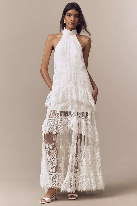 Ivory Whisper Lace Maxi Dress