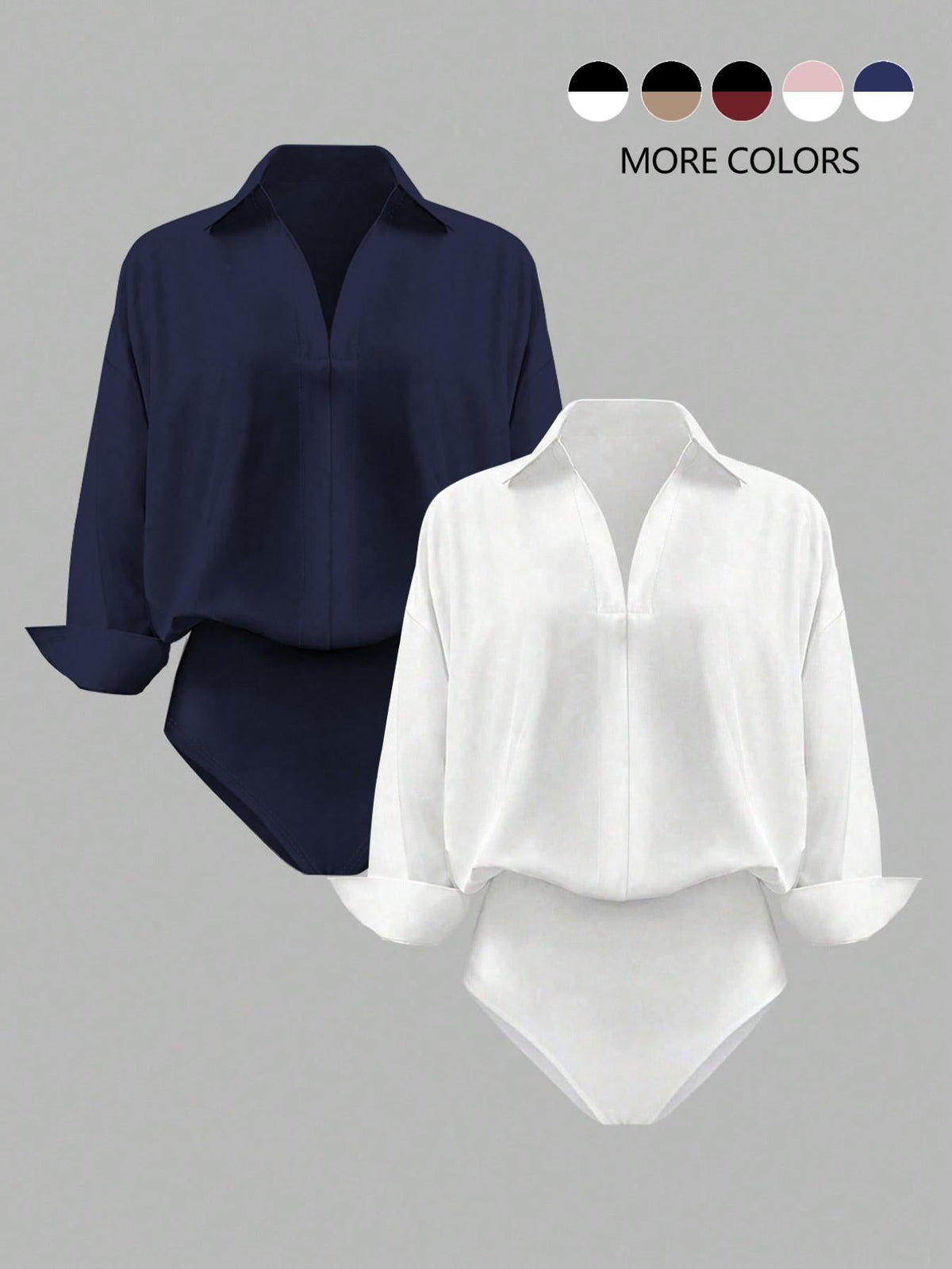 🌸🌸Women's V-Neck Woven Long Sleeve Bodysuit