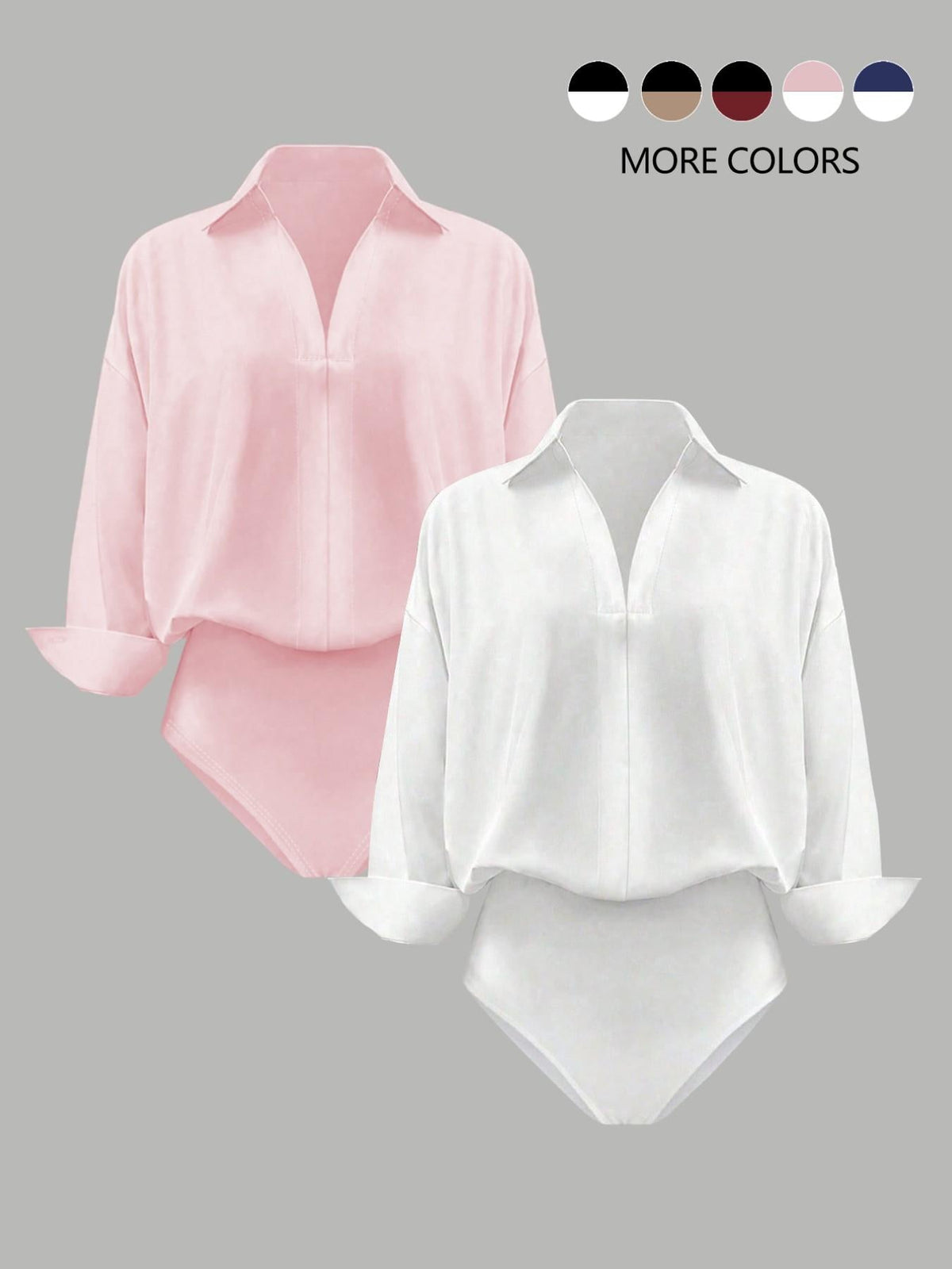 🌸🌸Women's V-Neck Woven Long Sleeve Bodysuit