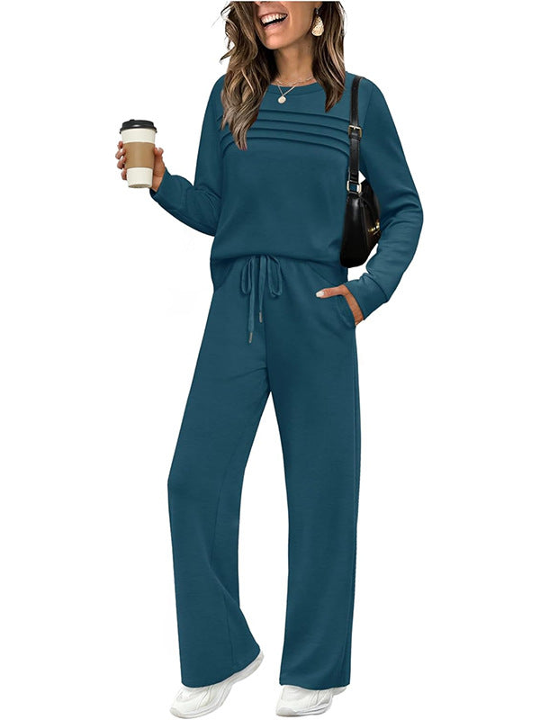 🔥 FINAL DAY — 55% OFF | Women's Casual Crew Neck Top & Drawstring Pants Set