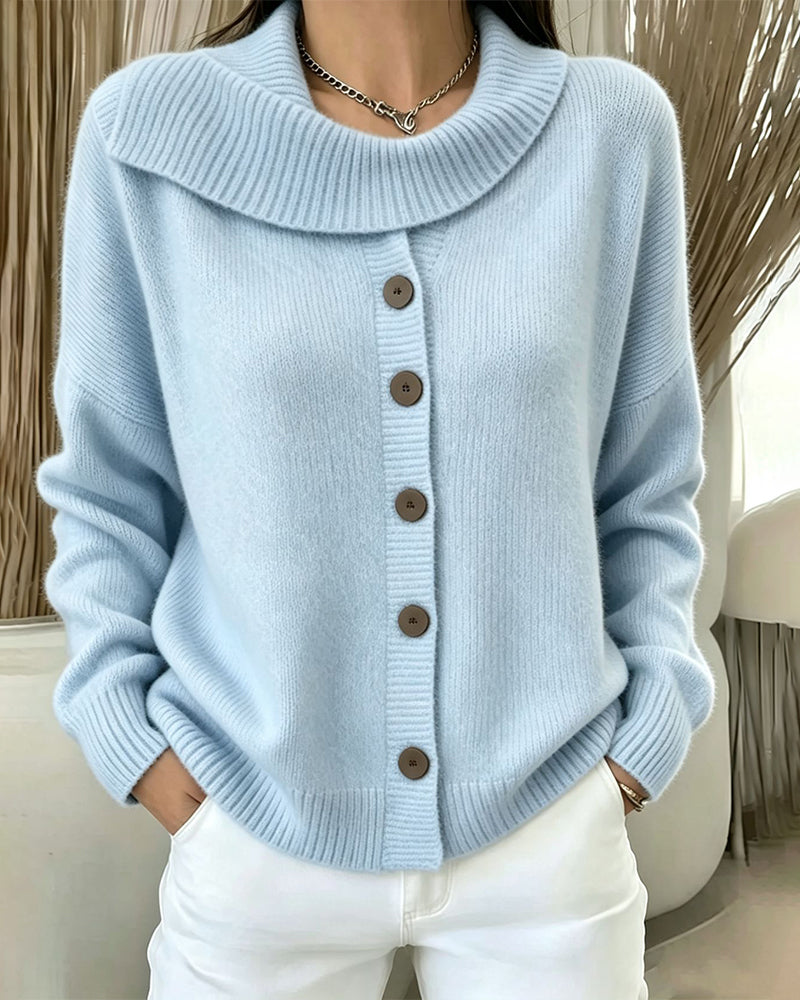 🖤 BLACK FRIDAY SALE 🖤 ☁️ Women's Knit Cardigan Sweater | Wide Flat Collar & Button-Front Design