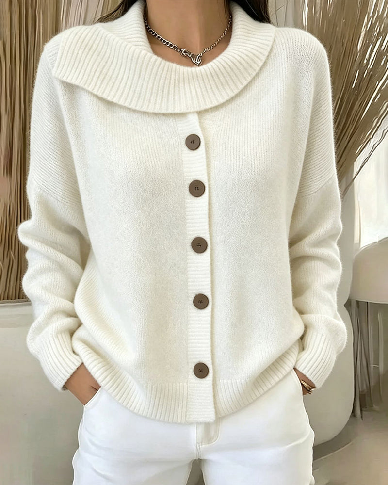 🖤 BLACK FRIDAY SALE 🖤 ☁️ Women's Knit Cardigan Sweater | Wide Flat Collar & Button-Front Design