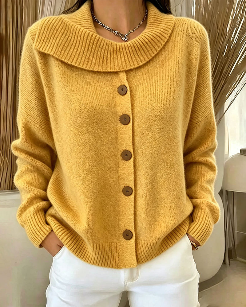 🖤 BLACK FRIDAY SALE 🖤 ☁️ Women's Knit Cardigan Sweater | Wide Flat Collar & Button-Front Design