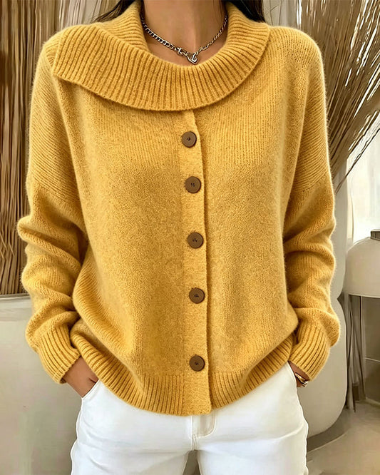 🖤 BLACK FRIDAY SALE 🖤 ☁️ Women's Knit Cardigan Sweater | Wide Flat Collar & Button-Front Design