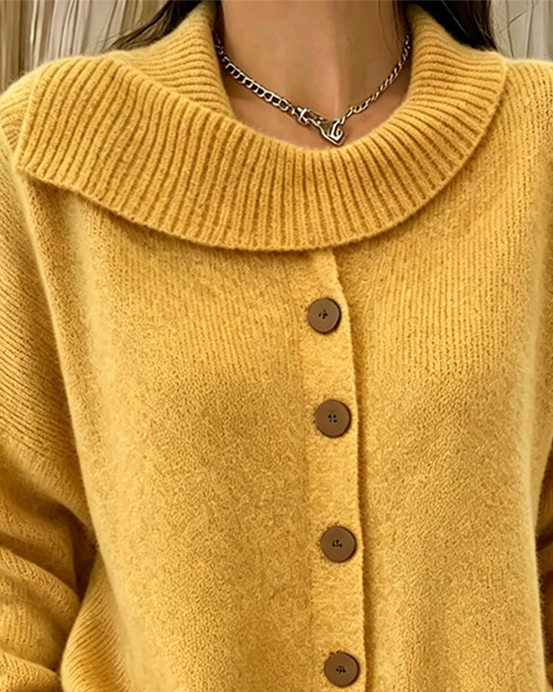 🖤 BLACK FRIDAY SALE 🖤 ☁️ Women's Knit Cardigan Sweater | Wide Flat Collar & Button-Front Design