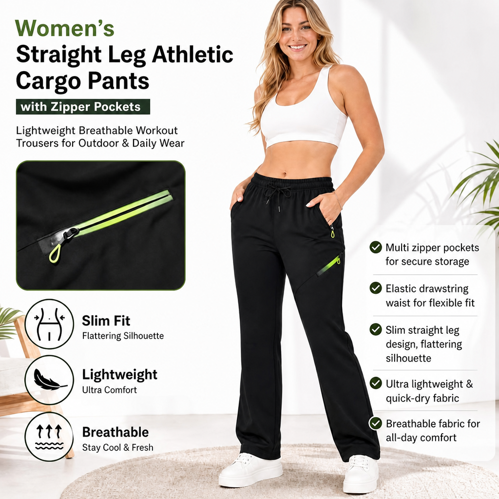 🔥 FINAL HOURS — Women’s Straight-Leg Cargo Pants | Elastic Waist 6-Pocket Casual Trousers👖✨