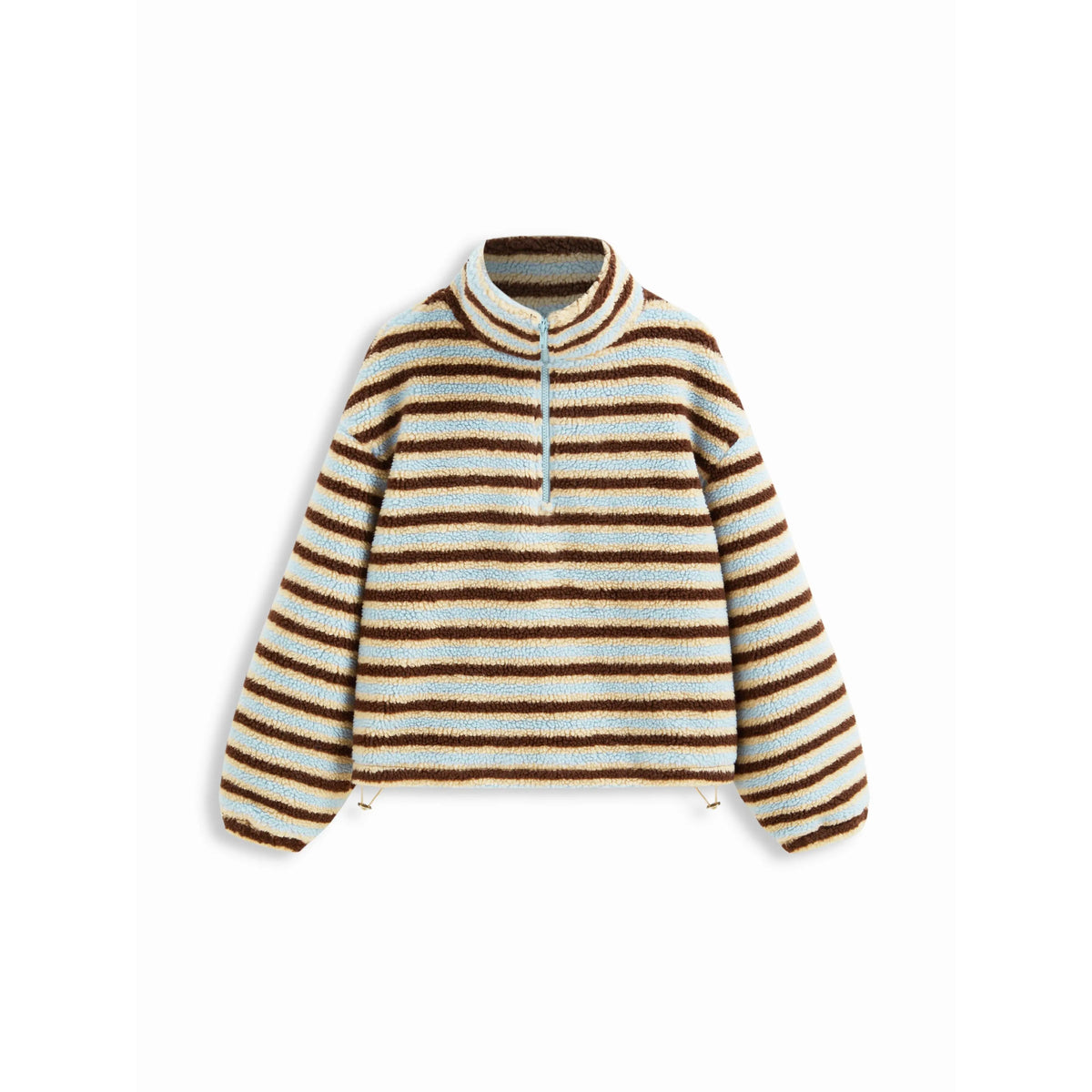🌸🌸Women Cider Fleece Stripe Half Zip Oversized Sweatshirt