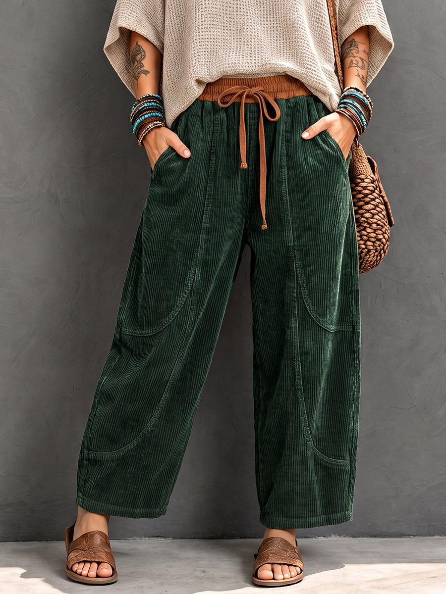 🖤 BLACK FRIDAY SALE 🖤 ☁️ Women's Corduroy Harem Pants | Elastic Waist & Relaxed Fit