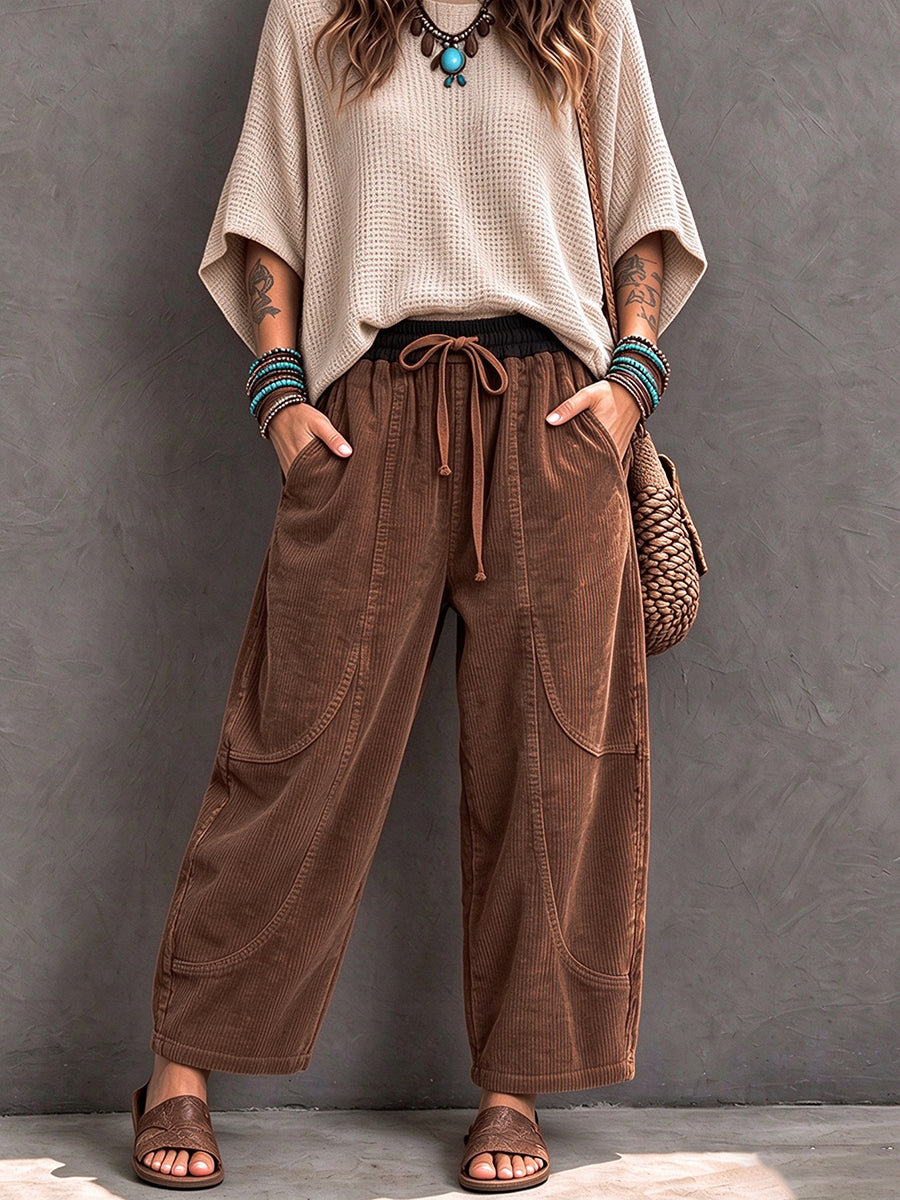 🖤 BLACK FRIDAY SALE 🖤 ☁️ Women's Corduroy Harem Pants | Elastic Waist & Relaxed Fit
